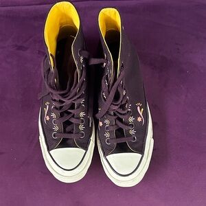 Converse Purple Sneakers with Colorful Embroidery